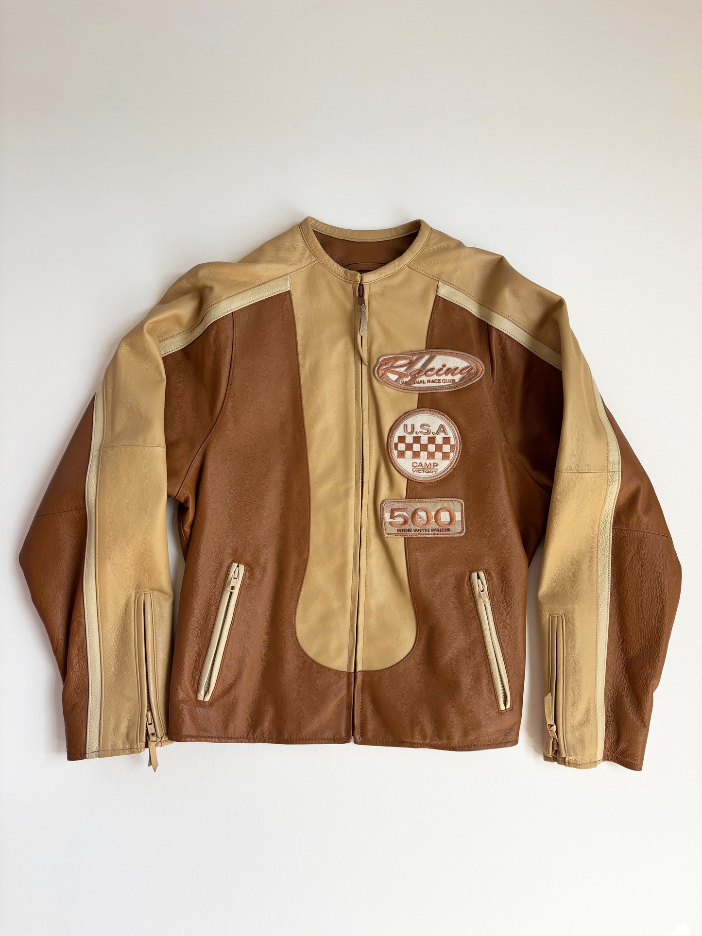 Brown Leather Racing Jacket