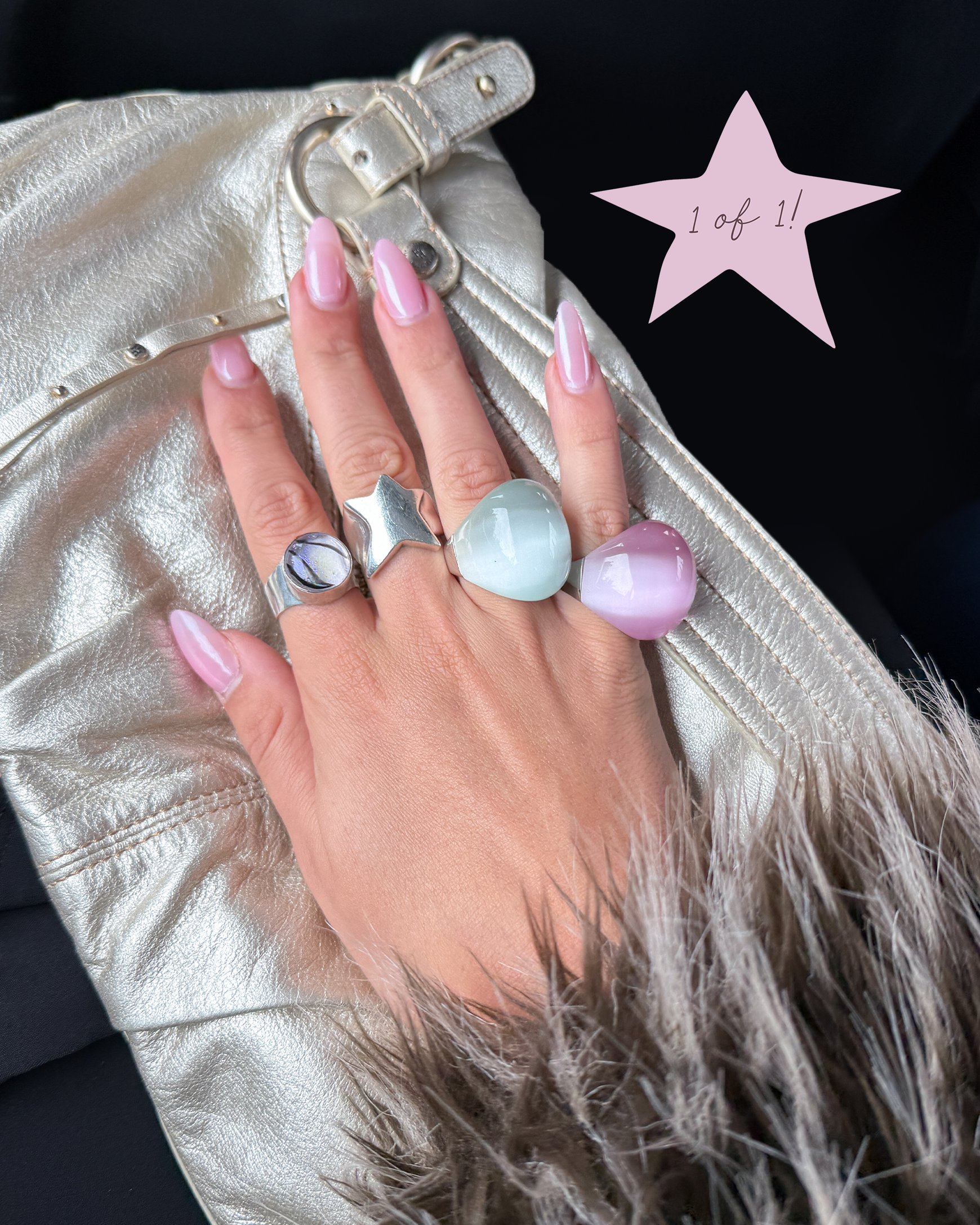 Pink Cat's Eye Ring