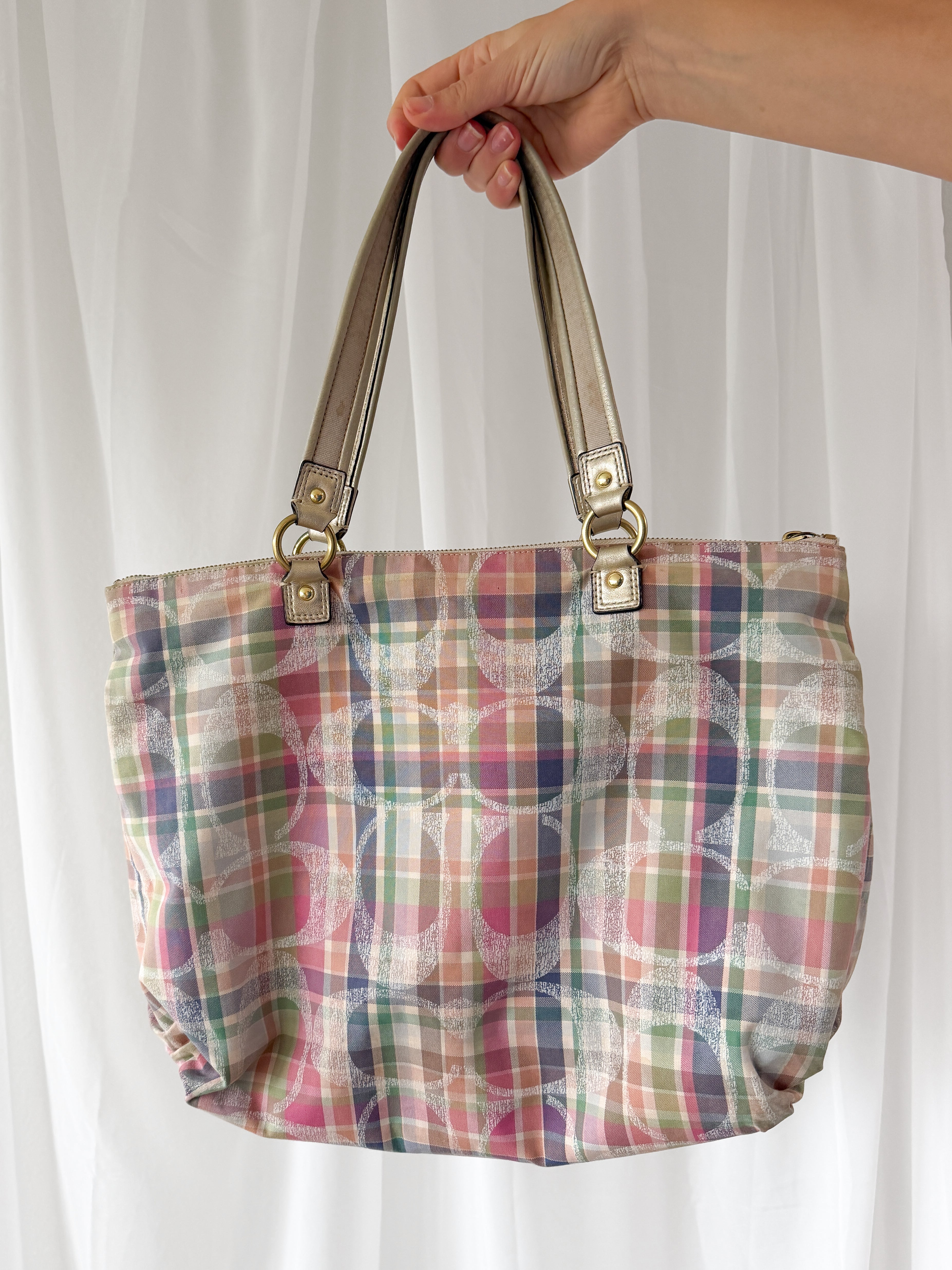 Coach Plaid Tote Bag