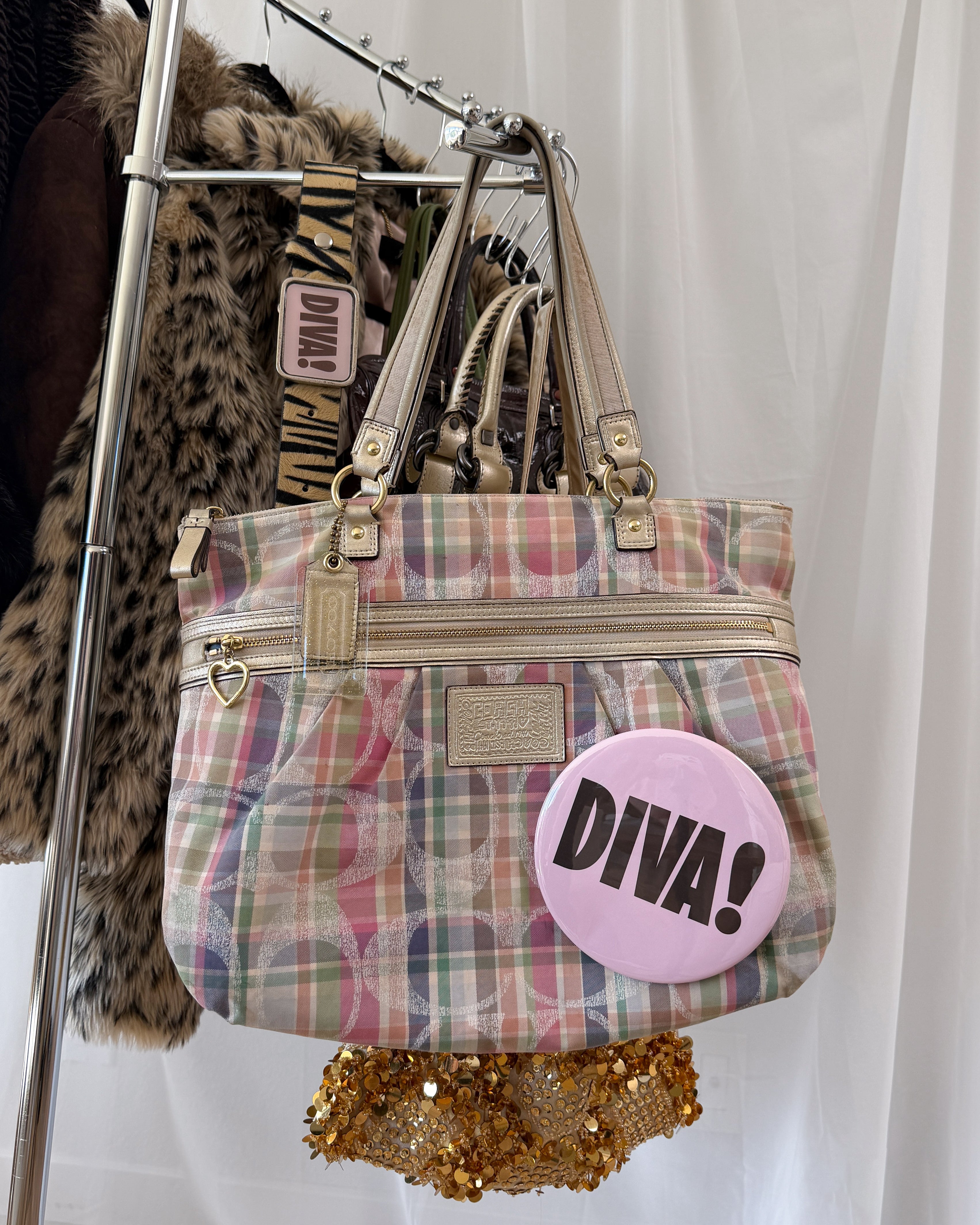 Coach Plaid Tote Bag